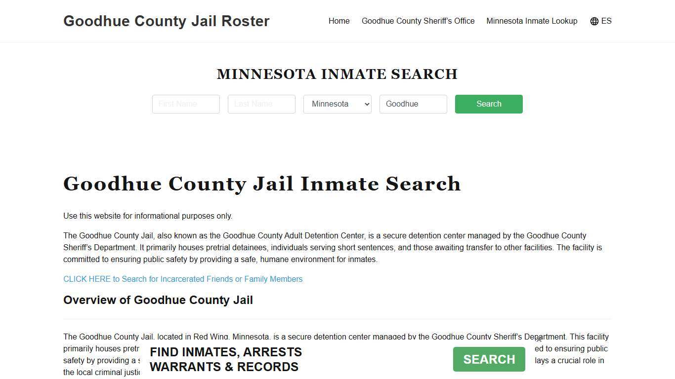 Goodhue County Jail Roster Lookup, MN, Inmate Search